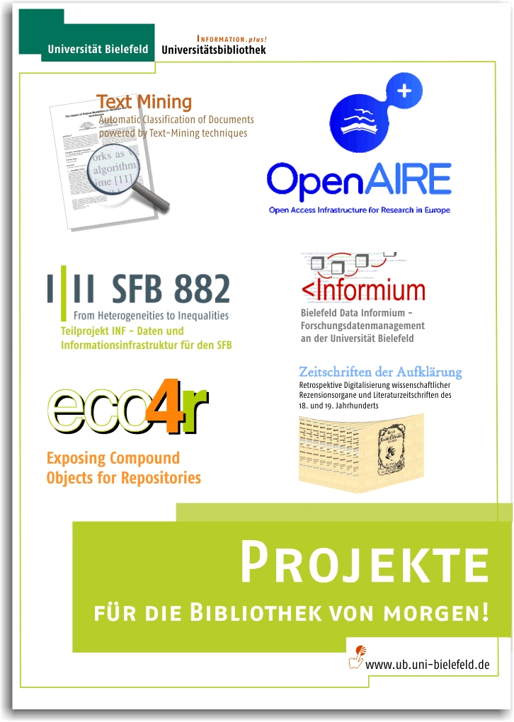 Plakat mit laufenden Projekten der UB Bielefeld Plakat mit laufenden Projekten