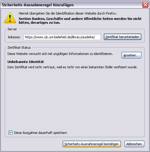 Screenshot aus dem Firefox-Browser Screenshot aus dem Firefox-Browser