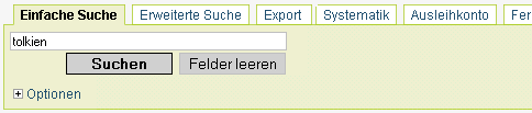 Einfache Suche: Eingabe tolkien