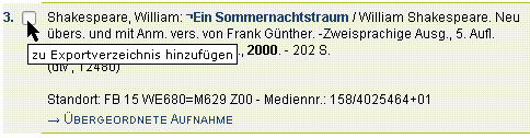 Titel in das Exportverzeichnis übernehmen