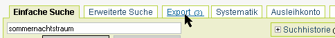 Anzeige der Zahl der Titel, die sich in dem Exportverzeichnis befinden