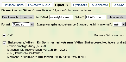 Titel aus dem Exportverzeichnis heraus exportieren