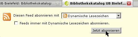 RSS-Feed als dynamisches Lesezeichen hinzufügen
