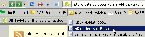 RSS-Feed als dynamisches Lesezeichen in der Lesezeichen-Symbolleiste