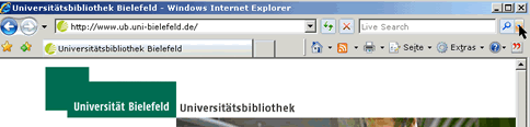 Suchmaschinenliste im Browser (Internet Explorer)