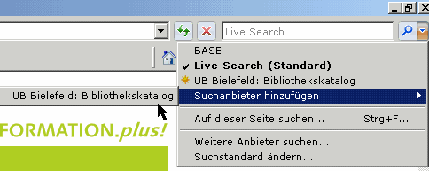 Suchmaschinenliste im Browser (Firefox)
