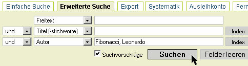 Erweiterte Suchmaske: Suchvorschläge aktivieren