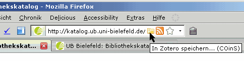Titel aus der Trefferliste in Zotero importieren
